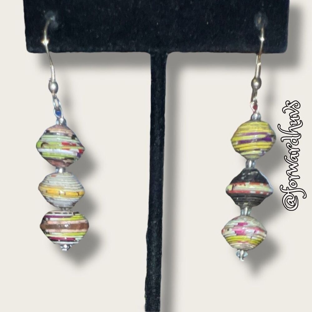 Bundle Sale 3 for $15 | Handcrafted Paper Bead Dangle Earrings